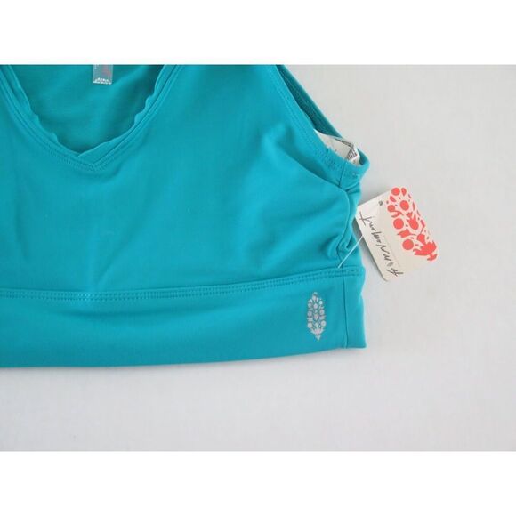 Free People Movement Women's Sz M Wavy Waters Blue Hearts A Flutter Sports Bra - Picture 6 of 7